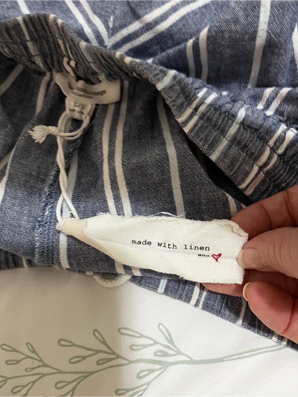 beachlunchlounge Linen Blue & White Striped High-Waist Drawstring Shorts Sz L - Picture 9 of 11